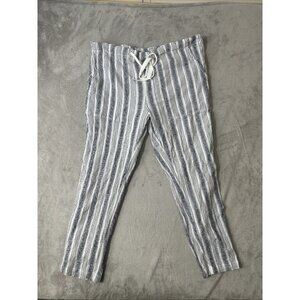 Sundance M Blue White Striped Pull On Pants Relaxed Beach Resort Style